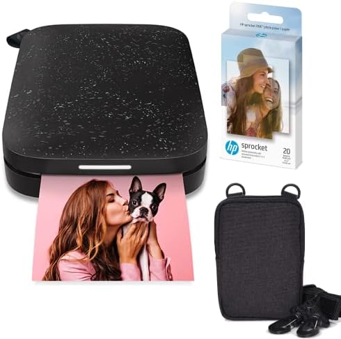 Цветен принтер HP Sprocket Portable 2x3 Instant Photo (Черен Noir) с цинков хартия