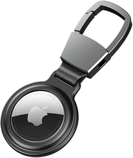Луксозен Ключодържател AirTag от метал и изкуствена кожа за Apple AirTag, Устройство за Защита от загуба на ключове Airtag
