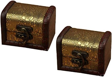 Cabilock Практичен 2 броя Малка Дървена Кутия в Древен Китайски Стил, Кутия За Съхранение на Бижута, Опаковане на Кутия, Деликатен Контейнер За Съхранение на Бижута за Д