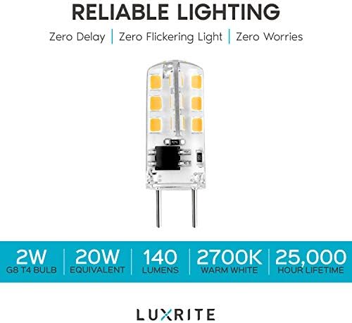 Led лампа LUXRITE Г-8 с мощност 20 W, 120 В, 2700 К, топло бяло, 140 Лумена, 2 Вата, силиконова Небьющаяся - За монтаж