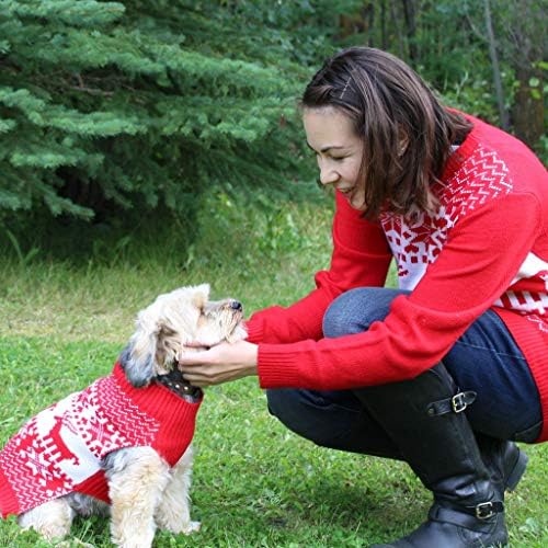 Еднакви пуловери famjamjams за домашни любимци и на собствениците - акрил, вязаный Грозен коледен пуловер за родители-двойници на Кучета - Класически Коледен пуловер за