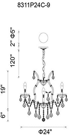 CWI Lighting Maria Theresa 24 9-Зажгите Традиционната метален полилей в хромированном изпълнение