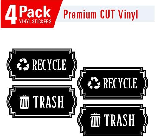 Изхвърляне на боклук и Елегантен стикер за организиране на кошчета за боклук или контейнери за боклук и стени - Vinyl