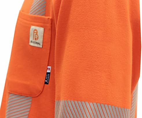 Тениски BOCOMAL FR С Висока Видимост/ Hi Vis Пожароустойчива/Огнеустойчиви Риза 7 унции Оранжеви Мъжки Защитни Ризи