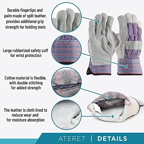 Работни ръкавици ATERET AG60 със защитно белезници и палеца-крылышком I Комплект различни ръкавици I Е идеален за озеленяване