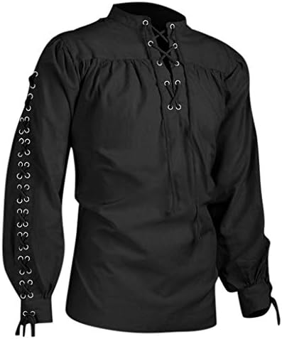 Средновековни Ризи за Мъже 5XL, Модни Дълга Бандажная Блуза, Мъжки Готическата Риза, с Мъжка Блуза от Високо Качество с дълъг