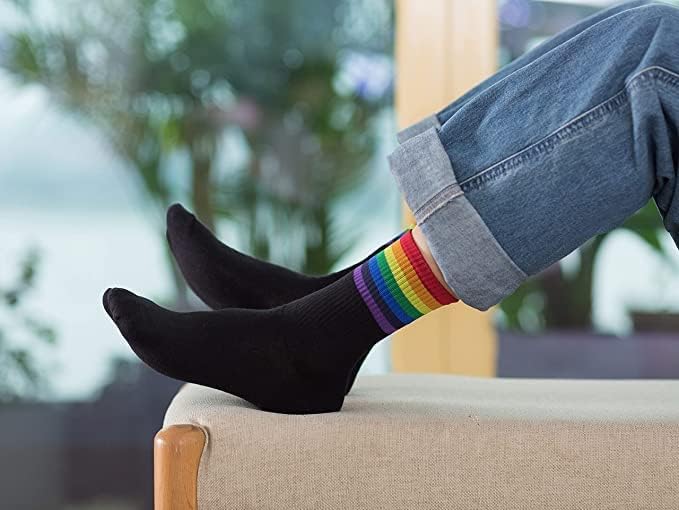 6 Чифта Шарени Чорапи, Мъжки и Дамски Чорапи в стил Ретро, Спортни Дишащи Ежедневни Чорапи, Черно-Бели Чорапи на Райета