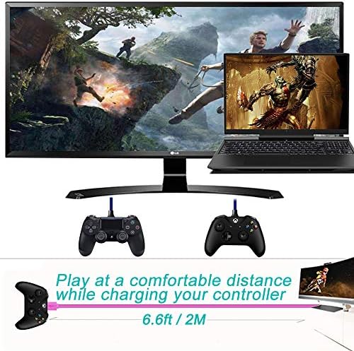 Кабел за зареждане на контролера PS4 дължина от 6 фута за Xbox One, контролер Slim / Elite / X, Dual Shock 4, Playstation