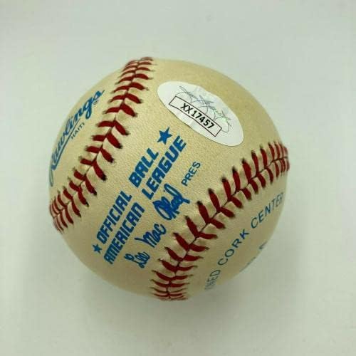 Бейзболни топки с автограф на Привлекателен Мики Мэнтла, Реколта Американската лийг бейзбол (Макфейл), JSA COA - Бейзболни
