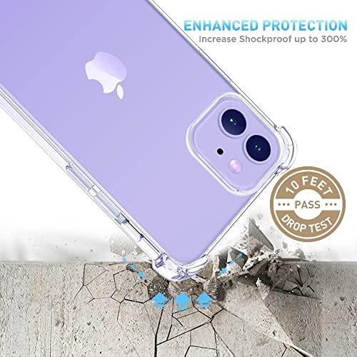 XEEUE е Съвместим с калъф iPhone 12/12 Pro Прозрачен [с защитно фолио за екрана], Прозрачен устойчив на удари