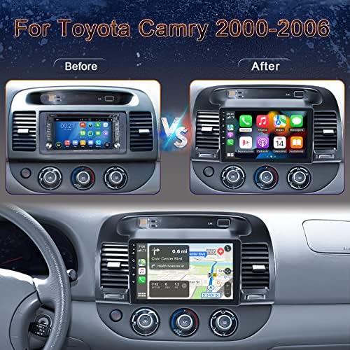 Android 11 Кола стерео за Toyota Camry 2000 2001 2002 2003 2004 2005 2006 9 инча Сензорен екран, Радио с Apple Carplay|Android