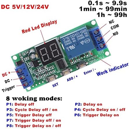 ESAAH 1 бр. DC 5 v/12 v/24 В Многофункционален Цифров ключ време с безкрайно забавяне Таймер Релеен модул (Размер: 24)