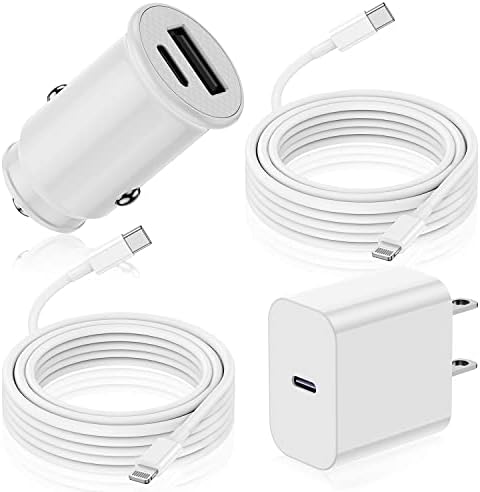 Зарядно за кола USBC за iPhone, [Сертифициран от Apple Пфи] зарядно за Кола с 2 порта с мощност 27 W и бързо