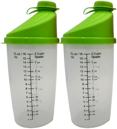 Спортна бутилка за протеинового коктейл с вода - Комплект от 2 бутилки от по 16 унции всяка с откидными капаци (2