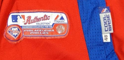 2011-13 Филаделфия Филис Люис Алезонес #72 Използвана Червена риза ST BP 48 3 - Използвани тениски MLB