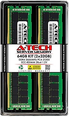 A-Tech 64 GB (2x32 GB) памет за Supermicro X10DRi-LN4 + | DDR4 2666 Mhz PC4-21300 ECC Регистриран RDIMM 2Rx4 1.2 V Комплекта