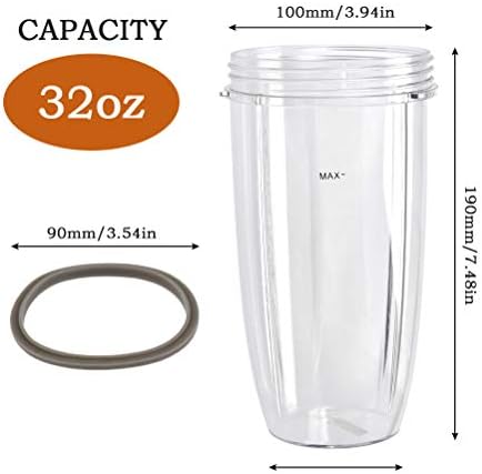 FOCCTS 32 мл Чаша за смесител Nutribullet, 2 бр. Сменяеми чаши за смесител Nutribullet + 2 бр. Резервни Части