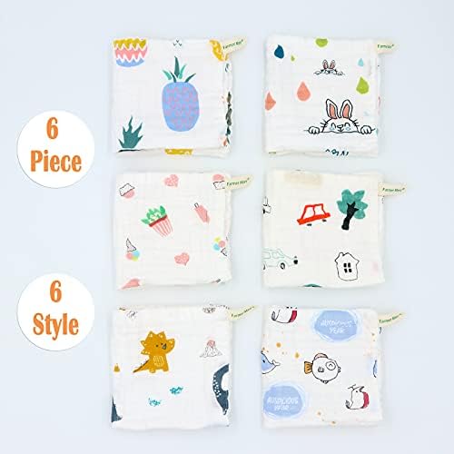 Набор от муслиновых детски мочалок (6 опаковки), 6-Слойное бебешка кърпа за лице от естествен памук, идеална