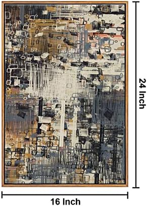 999Store плаващ рамка на абстрактното изкуство, вертикална картина за стена (Canvas_Golden Frame_16X24 инча) Golden042