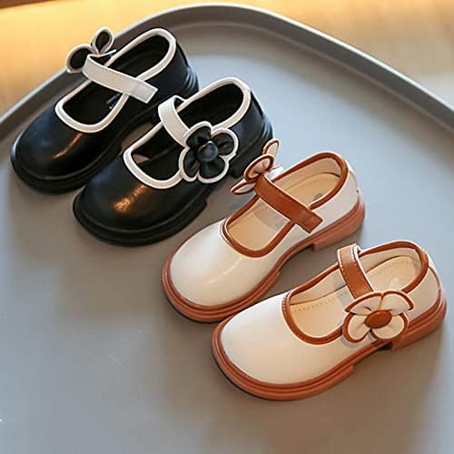 Пролет-лято на Ежедневните Детски Кожени обувки на Принцесата за момичета, Модел обувки с катарама за по-малките момчета, Модел обувки (Бял, 36,00)