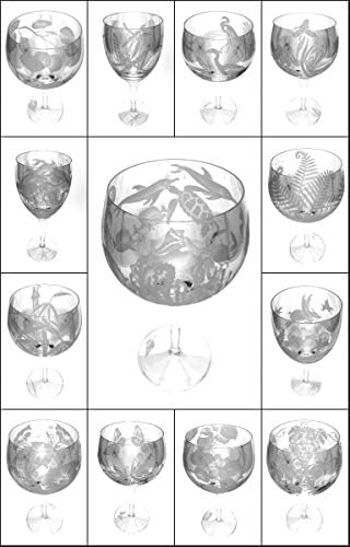 Италиански кристална чаша с ръчно гравиран IncisoArt, пясъкоструйни (дърворезба пясък), чаша за вино и вода ръчна