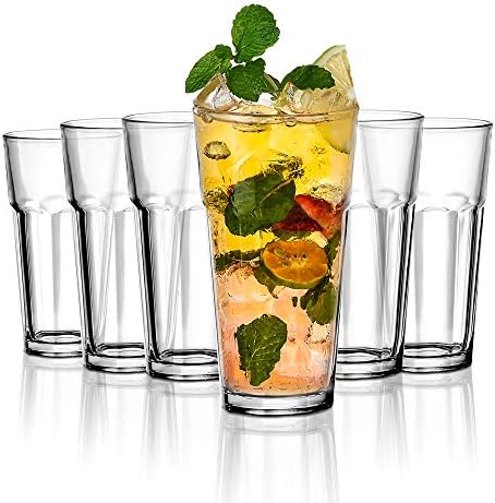 Комплект Чаши за вода Amisglass обем 6, 13 Грама, Комплект Чаши от закалено Стъкло, Чаши за хайбола на дебелото основа,