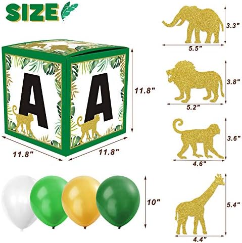 Украса за Кутии с балони за детската душа, Златна Сафари, Животни в Джунглата, Кутии за Детската Душа, Декор