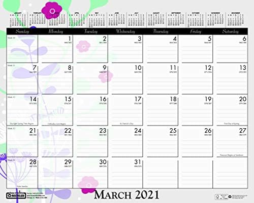 Месечен Стенен календар House of Doolittle в 2021 година, Диви цветя, 15 x 12 см, януари - декември (HOD3469-21)