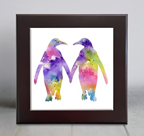 Декоративни плочки Penguin Love Пастел Абстрактна акварел Арт (4,25 X 4,25)