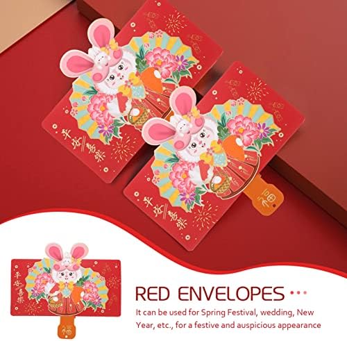 AB BOOFAN Сватбен Декор 4шт Червени Пликове, Червен Паричен Пакет Китайската Година на Заека Червени Пликове