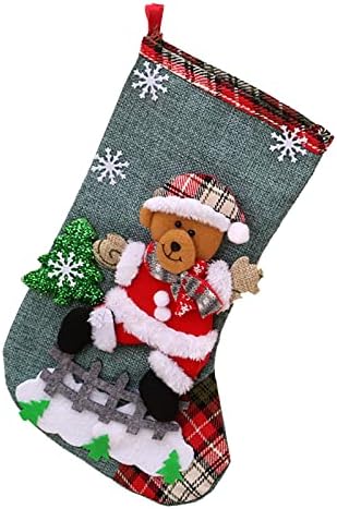 Коледни чорапи. Текстилен Коледна Торбичка за Чорапи и Коледни Окачени Чорапи за Украса на парти и Коледен Cartoony Червен Набор от Малки Коледни дърво коледна Украса