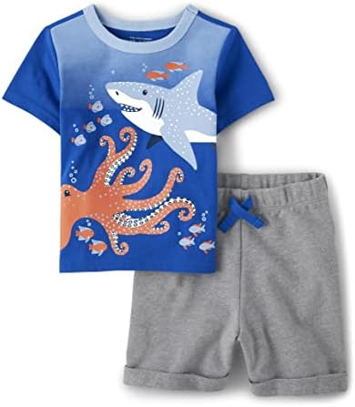 The Children ' s Place / Риза и къси Панталони с къси ръкави за новородени момчета и деца, комплект от 2 теми