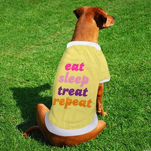 Тениска за домашни любимци, Лицензирана LaurDIY - EAT Sleep Treat Repeat - Тениска за кучета LAURDIY, Голяма