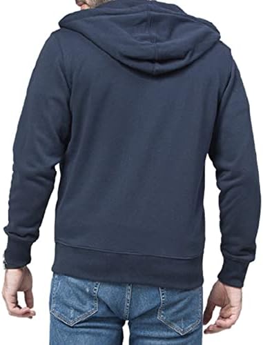 Мъжки блузи с дълъг ръкав с цип, Лесна Приталенная Однотонная hoody, с капак и джоб-труд (Тъмно синьо, 3X-Large)