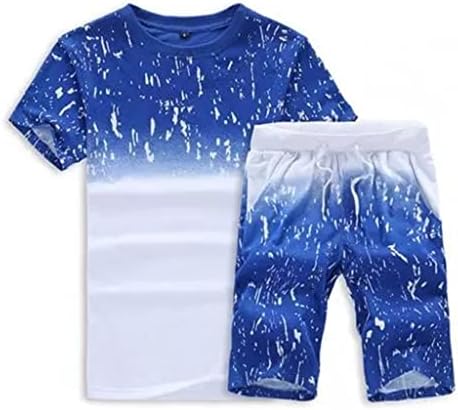 N/A Годишна Спортни дрехи с къс ръкав, Мъжки костюм с градиентным принтом, Плажно облекло (Цвят: A, Размер: Lcode)