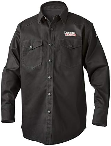 Риза за электросварки Lincoln | Висококачествена Огнеупорна памук (FR) | Индивидуален приятелка | Черен | Голям размер