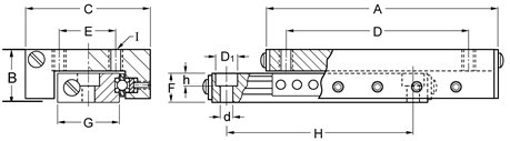 Del-Tron Precision, Inc. 14,2 мм x 128 мм, ход 100 мм, Линейни направляващи със защита от пълзене - Метрична