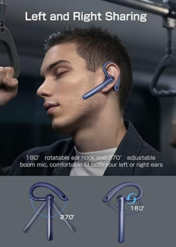 Bluetooth Слушалка Jassco, безжична Bluetooth слушалка V5.2, слушалки, свободни ръце с микрофон с активно шумопотискане за управление