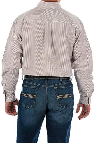 Мъжка риза в райе Класически cut с дълъг ръкав и един Отворен джоб копчета райе