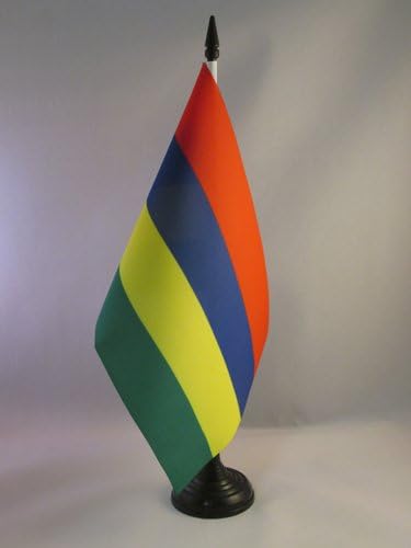 ФЛАГ на АЗЕРБАЙДЖАН Тенис на Флаг на остров Мавриций 5 x 8 - Маврикийский Тенис на Флаг 21 х 14 см - Черна Пластмасова