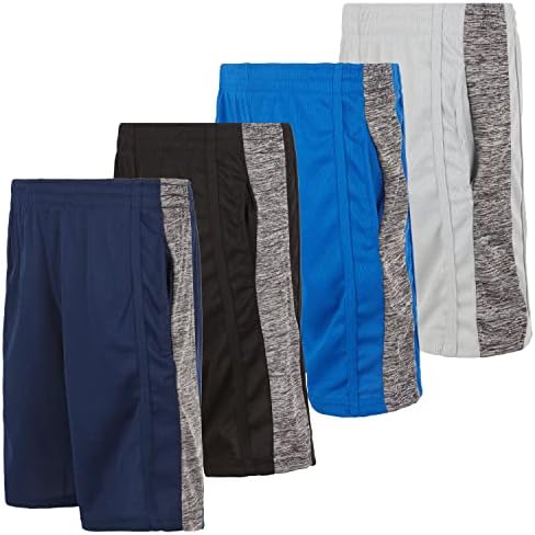 X Game Time - Активни Мрежести къси Панталони за момчета от 4 опаковки, Спортни къси панталони за изпълнения