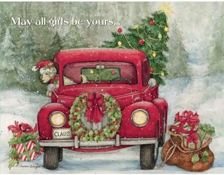 Коледни картички в кутии LANG Камионът на дядо коледа, автор на Сюзън Уингет, 18 Картички и 19 Пликове в здрава