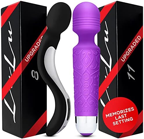 Подобрен личен масажор-пръчка LuLu 8 Black и LuLu 11 Purple - Безжичен, мощен и ръчно - която се презарежда чрез USB за улесняване на гърба и врата