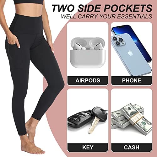 NexiEpoch 4 Опаковки Леггинсов за жени с джобове - Контрол на корема с висока талия за тренировки, Панталони за Джогинг,