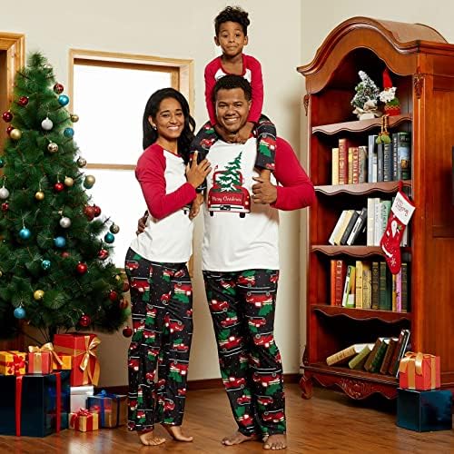 PATPAT/ едни и Същи Коледни Пижами за Семейството, Комплект Детски Пижам от Памук с Дълъг Ръкав, Коледни Пижами