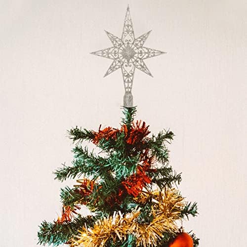 Gadpiparty Коледно Дърво, Topper, Коледна Звезда, Украса на Върха на Дървото, Блестящи Сребърни Коледна Украса за Празник,