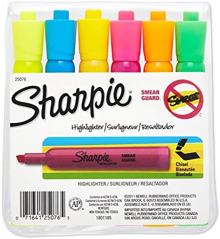 Маркери Sharpie Accent в стил резервоар, 6 цветни маркери (25076)