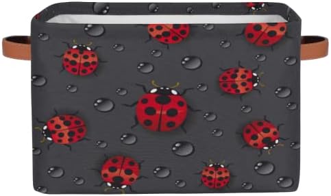 Кошница за багаж, Червени Ladybugs с домашен Любимец Модел, Голяма Сгъваема Кутия-Куб за съхранение с дръжка, Издръжлив