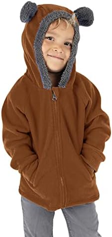 Дете Деца Детски момчета момичета руно hoody яке палто връхни дрехи есен-зима на мълния сладък мечка ушите на момчетата