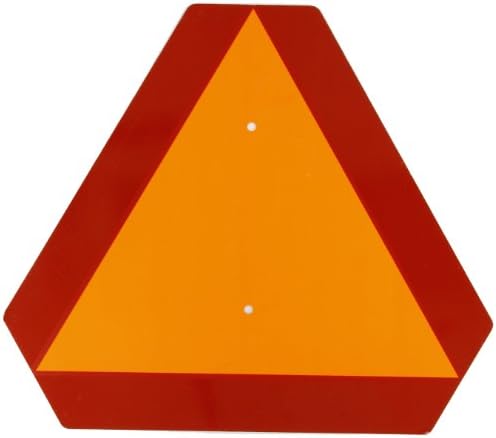 Знак на бавно движещо се превозно средство Брейди, Височина 14 см x Ширина 16 см, Стомана, Отразяваща Оранжево-червено